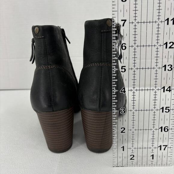 Clarks Bendables Ankle Boot Size 8.5 Black Leather Side Zip Block Heel Bootie - Picture 8 of 9